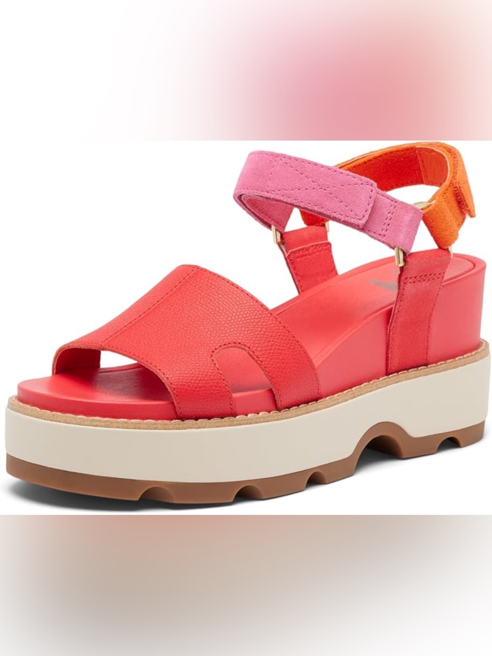 Sorel Red Pink Orange Colorblock Strap Sandals